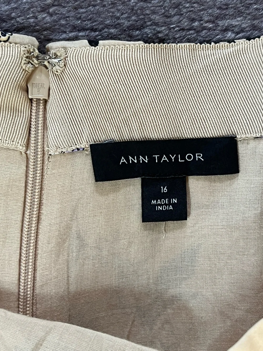 Ann Taylor A-Line Midi Skirt Pockets Floral Cotton Beige Purple Women's 16 NWOT